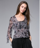 Flowers Printed silk crinkle top